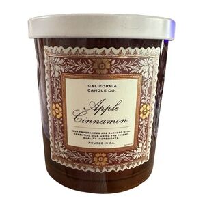 CALIFORNIA CANDLE Apple Cinnamon Candle in Amber Glass Jar w/ Lid